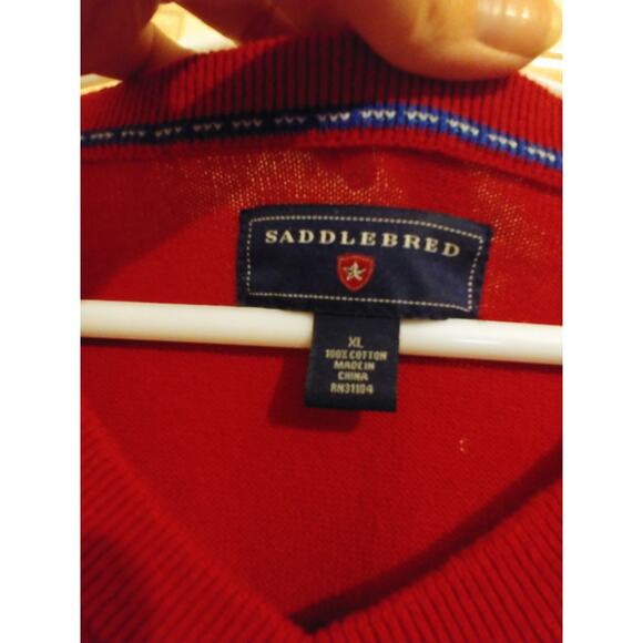 Vintage Saddlebred Grandpa Sweater Vest V-Neck Diamond Shape Red XL - Picture 2 of 4